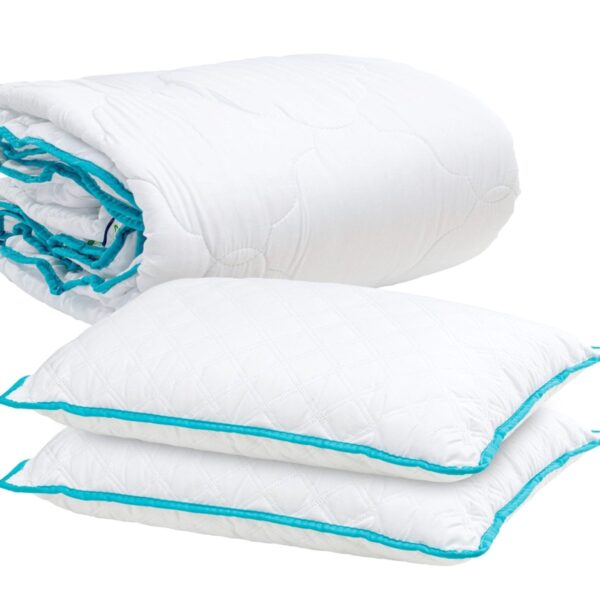 Pilota Matlasata Alba + 2 Perne Eco 50×70