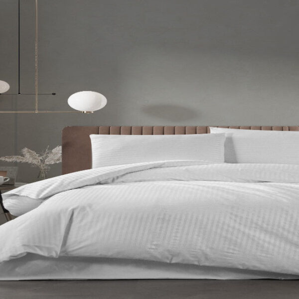 Homestill, Lenjerie Hoteliera Damasc, Alb, Bumbac/poliester 160×240